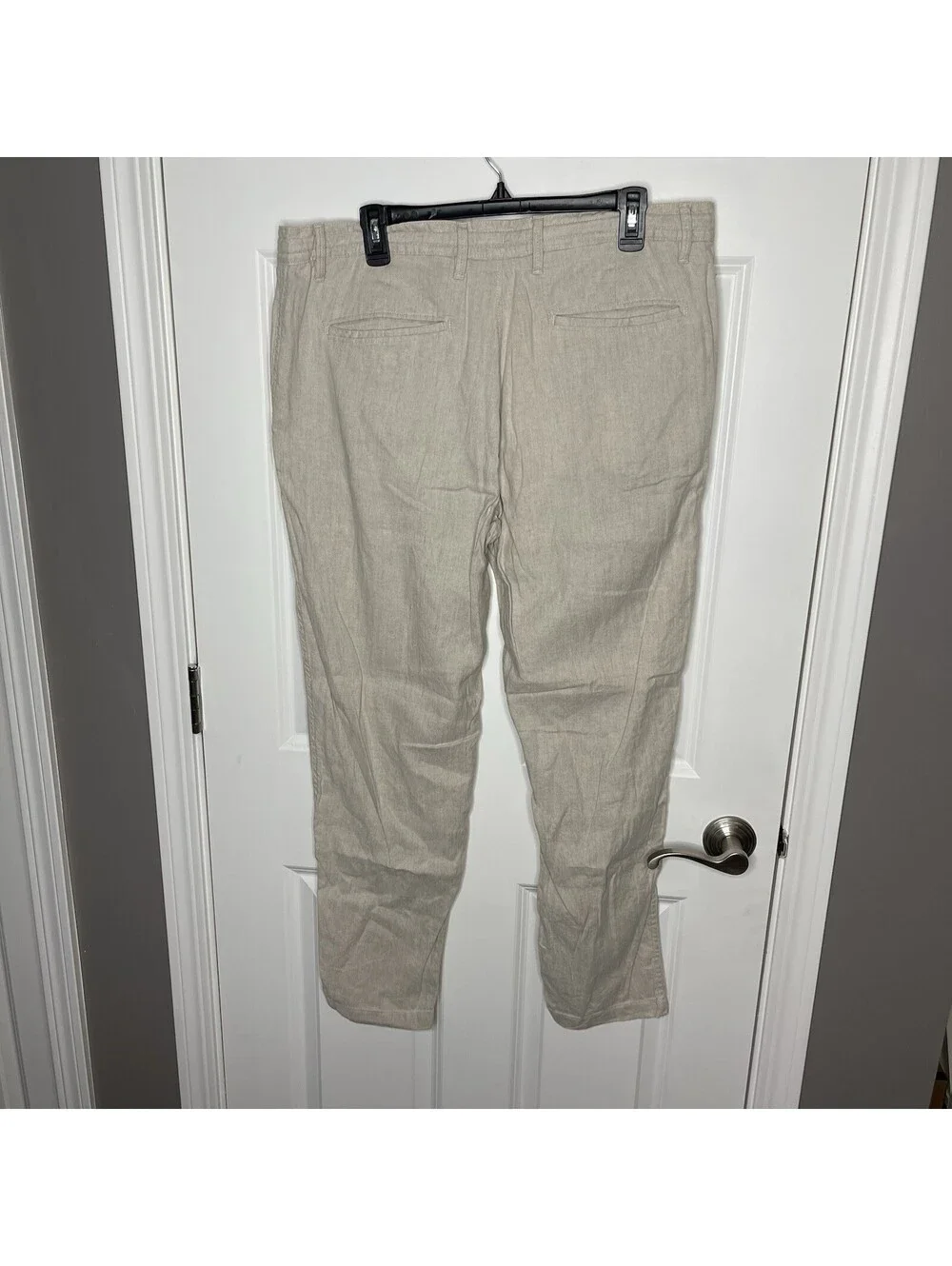 ZARA Beige Linen Jogger Pants Mens US 36 Relaxed Tapered Drawstring Button